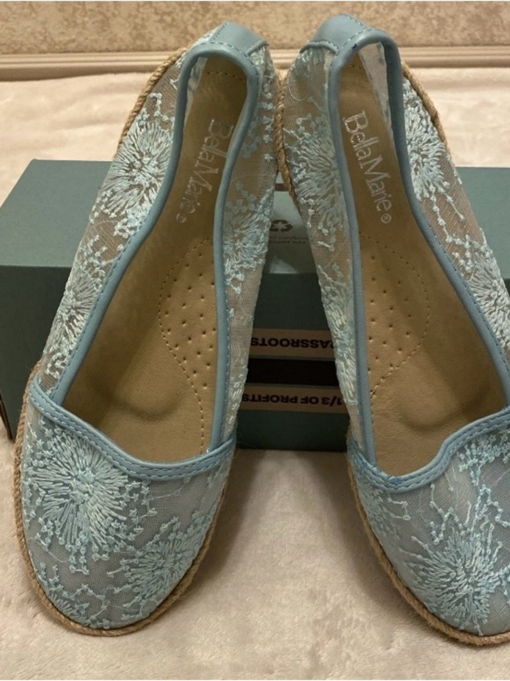 Bella Marie Light Blue Sequin Espadrille Flats - Picture 12 of 12